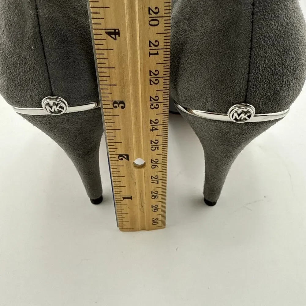 Michael Kors Lizzy Mid Pump Soft Suede Charcoal Grey Size 5‎ EUC w/ box